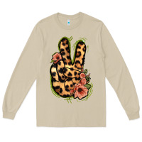 Mushroom Leopard Floral Peace Sign Long Sleeve Tee - Jasminsmagicworld