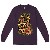 Plum Leopard Floral Peace Sign Long Sleeve Tee - Jasminsmagicworld