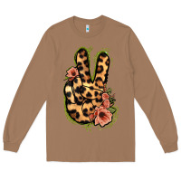 Toasted Coconut Leopard Floral Peace Sign Long Sleeve Tee - Jasminsmagicworld