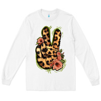 White Leopard Floral Peace Sign Long Sleeve Tee - Jasminsmagicworld