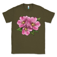 Army Green Wild Prairie Rose Illustrations Classic Tee - LillyAllenDesigns
