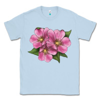 Dusty Blue Wild Prairie Rose Illustrations Classic Tee - LillyAllenDesigns