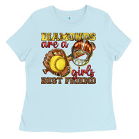 Baby Blue diamonds are a girls best friend softball Ladies Tee - texasbilliewilder