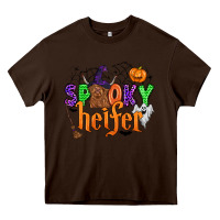 Chocolate Brown spooky heifer Heavy Core Tee - Zillion Design Studio