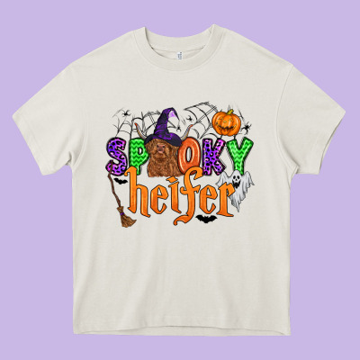 Spooky Heifer Heavy Core Tee Designed By Zillion Design Studio