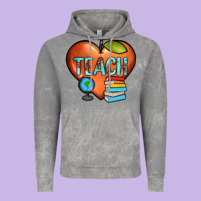 Teach Heart Vintage Hoodie Designed By Jahusdesignshop