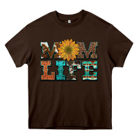 Chocolate Brown western cowhide leopard turquoise  leather aztec sunflower mom Heavy Core Tee - Artiststas