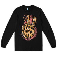 Black Pink Glitter Leopard Peace Sign Long Sleeve Tee - Jasminsmagicworld