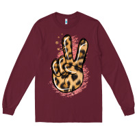 Burgundy Pink Glitter Leopard Peace Sign Long Sleeve Tee - Jasminsmagicworld