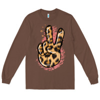 Chestnut Pink Glitter Leopard Peace Sign Long Sleeve Tee - Jasminsmagicworld
