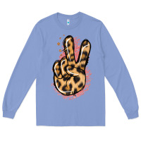 Colony Blue Pink Glitter Leopard Peace Sign Long Sleeve Tee - Jasminsmagicworld