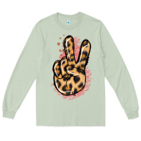 Matcha Pink Glitter Leopard Peace Sign Long Sleeve Tee - Jasminsmagicworld