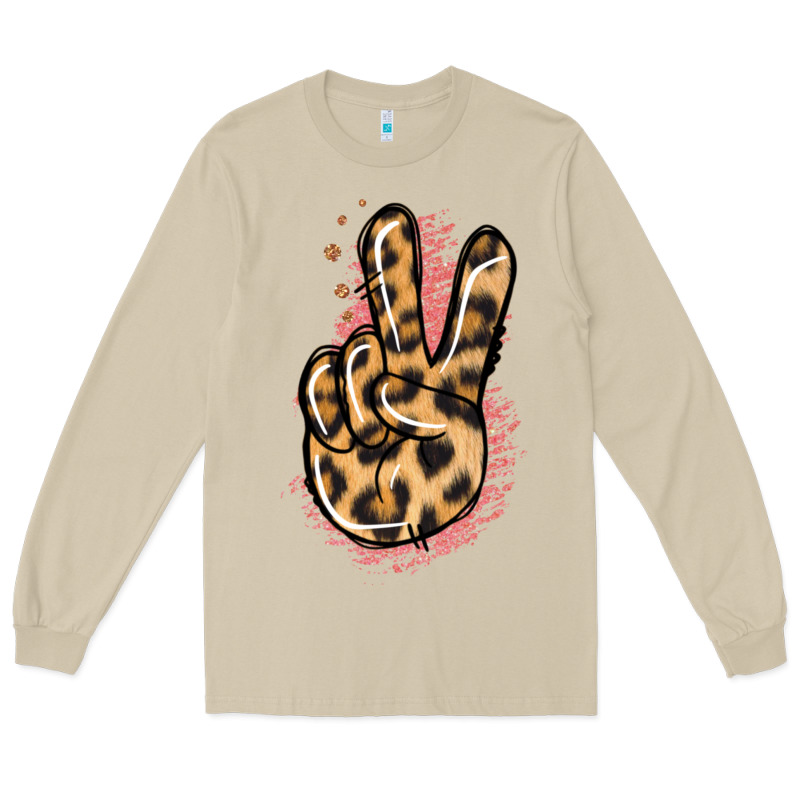 Pink Glitter Leopard Peace Sign Long Sleeve Tee by Jasminsmagicworld | Teevron