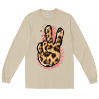 Mushroom Pink Glitter Leopard Peace Sign Long Sleeve Tee - Jasminsmagicworld