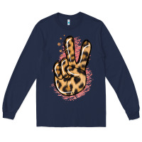 Navy Pink Glitter Leopard Peace Sign Long Sleeve Tee - Jasminsmagicworld