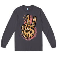 Smoke Pink Glitter Leopard Peace Sign Long Sleeve Tee - Jasminsmagicworld