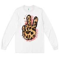 White Pink Glitter Leopard Peace Sign Long Sleeve Tee - Jasminsmagicworld