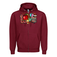 Burgundy love teacher Zipper Hoodie - NancyCooperArtShop