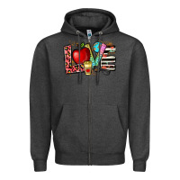 Charcoal Heather love teacher Zipper Hoodie - NancyCooperArtShop