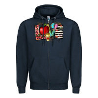 Navy love teacher Zipper Hoodie - NancyCooperArtShop