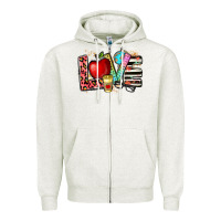Oatmeal Heather love teacher Zipper Hoodie - NancyCooperArtShop