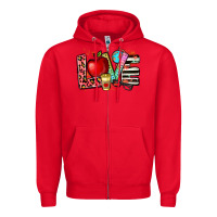 Red love teacher Zipper Hoodie - NancyCooperArtShop