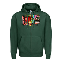 Sports Green love teacher Zipper Hoodie - NancyCooperArtShop