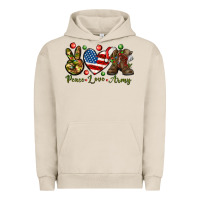 Pigment French Oak Peace Love Army Christmas 4th of july Urban Hoodie - HowdyJamesFarm