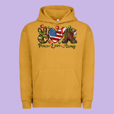 Peace Love Army Christmas 4th Of July Urban Hoodie Designed By Howdyjamesfarm