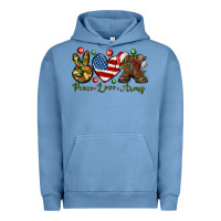Pigment Pebble Blue Peace Love Army Christmas 4th of july Urban Hoodie - HowdyJamesFarm