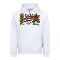 White Peace Love Army Christmas 4th of july Urban Hoodie - HowdyJamesFarm