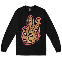 Black Gold Glitter Pink Leopard Peace Sign Long Sleeve Tee - Jasminsmagicworld