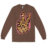 Chestnut Gold Glitter Pink Leopard Peace Sign Long Sleeve Tee - Jasminsmagicworld