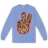 Gold Glitter Pink Leopard Peace Sign Long Sleeve Tee | Teevron
