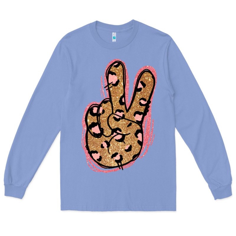 Gold Glitter Pink Leopard Peace Sign Long Sleeve Tee by Jasminsmagicworld | Teevron