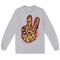 Moon Dust Gold Glitter Pink Leopard Peace Sign Long Sleeve Tee - Jasminsmagicworld