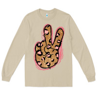 Mushroom Gold Glitter Pink Leopard Peace Sign Long Sleeve Tee - Jasminsmagicworld