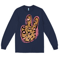 Navy Gold Glitter Pink Leopard Peace Sign Long Sleeve Tee - Jasminsmagicworld