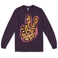 Plum Gold Glitter Pink Leopard Peace Sign Long Sleeve Tee - Jasminsmagicworld