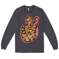 Smoke Gold Glitter Pink Leopard Peace Sign Long Sleeve Tee - Jasminsmagicworld