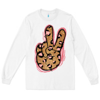 White Gold Glitter Pink Leopard Peace Sign Long Sleeve Tee - Jasminsmagicworld