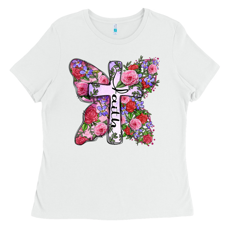 Faith Butterfly Cross Ladies Tee by Zillion Design Studio | Teevron