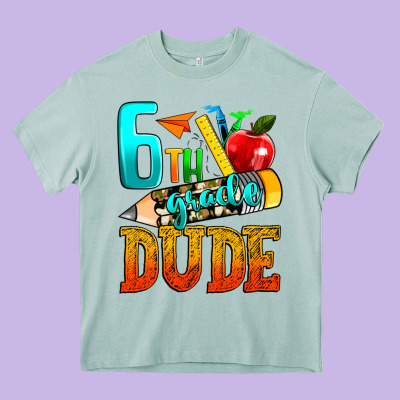 6th Grade Dude Heavy Core Tee Designed By Texasbilliewilder