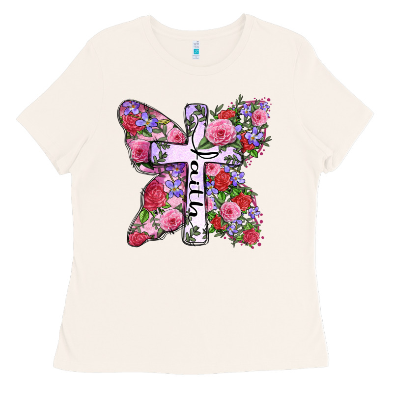 Faith Butterfly Cross Ladies Tee by Zillion Design Studio | Teevron