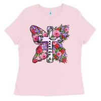 Bubblegum Pink faith butterfly cross Ladies Tee - Zillion Design Studio