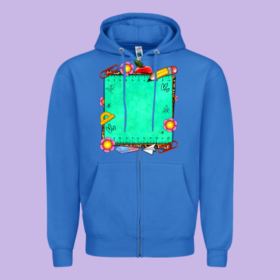 School Add Your Own Text Zipper Hoodie Designed By Nancycooperartshop