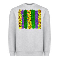 Heather Grey mardi gras leopard brushstrokes Heavyweight Sweatshirt - AdoDesignShop