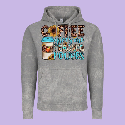 Coffee Gives Me Teacher Powers Vintage Hoodie Designed By Jahusdesignshop