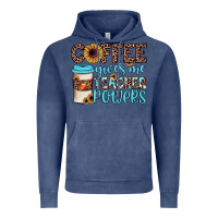 Vintage Denim coffee gives me teacher powers Vintage Hoodie - JahusDesignShop
