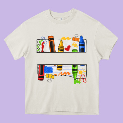 Custom Teacher Name Crayon Heavy Core Tee Designed By Texasbilliewilder